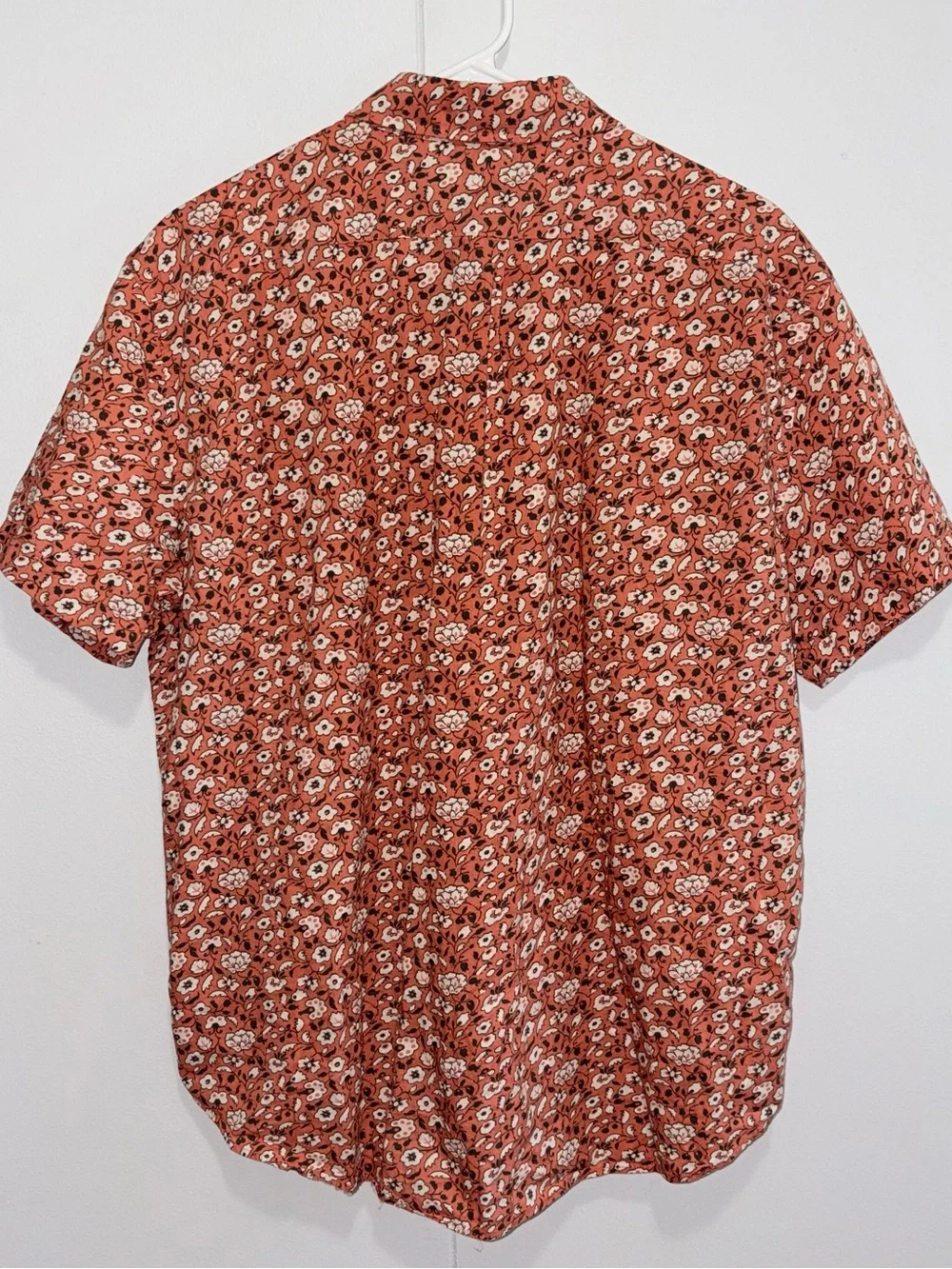 J.Crew Classic Men’s L Orange Floral 100% Cotton Short Sleeve Button Down Shirt